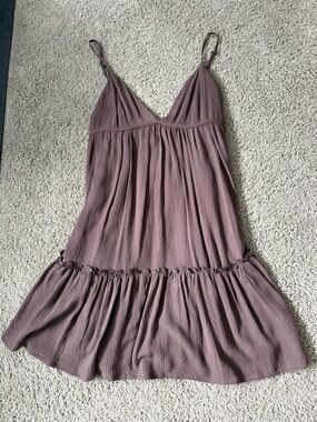 Brown Spaghetti Strap Tiered Sundress